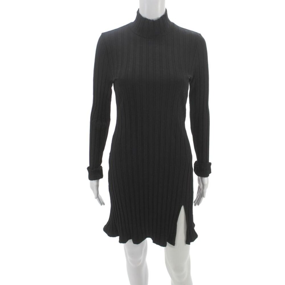 Reformation Womens Turtleneck Sweater Dress Black Long Sleeve Size L